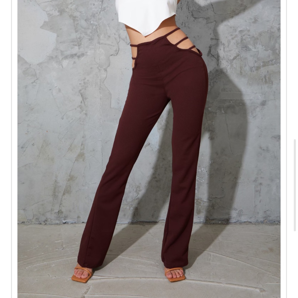 Prettylittlething cut-out flare pants